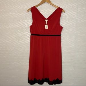 Soma Knee length Red black lace Nightgown Size Medium